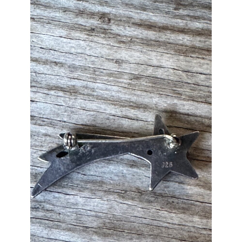 Sterling Silver Star Pin Brooch With Gemstones 2" 9.2g Vintage 925 - Picture 4 of 6